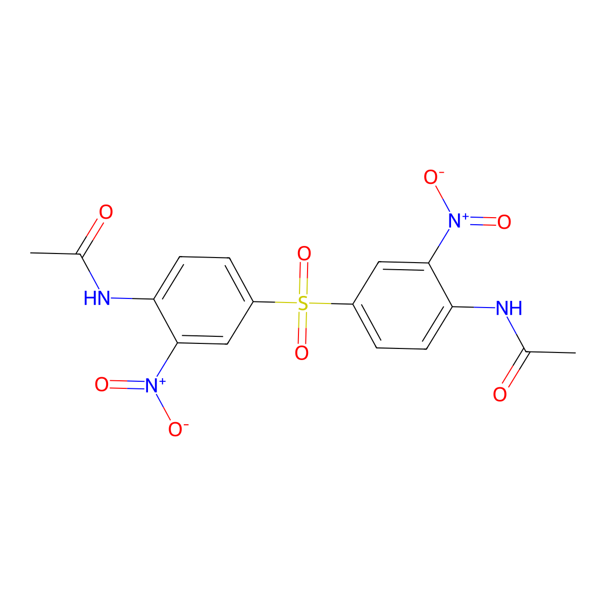 N-[4-(4-acetamido-3-nitrophenyl)sulfonyl-2-nitrophenyl]acetamide molecular structure, CAS 13107-62-5