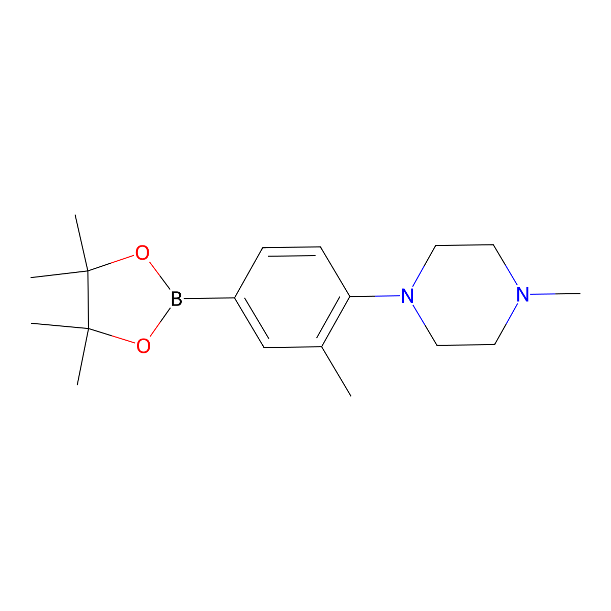 1-Methyl-4-(2-methyl-4-(4,4,5,5-tetramethyl-1,3,2-dioxaborolan-2-yl)phenyl)piperazine molecular structure, CAS 1310704-51-8