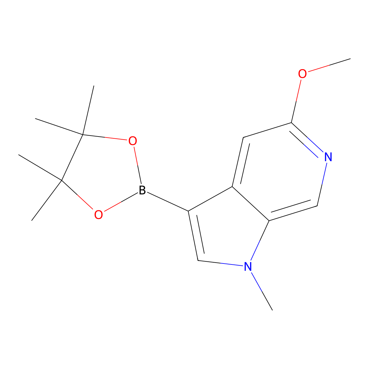 5-methoxy-1-methyl-3-(4,4,5,5-tetramethyl-1,3,2-dioxaborolan-2-yl)-1H-pyrrolo[2,3-c]pyridine molecular structure, CAS 1310705-10-2