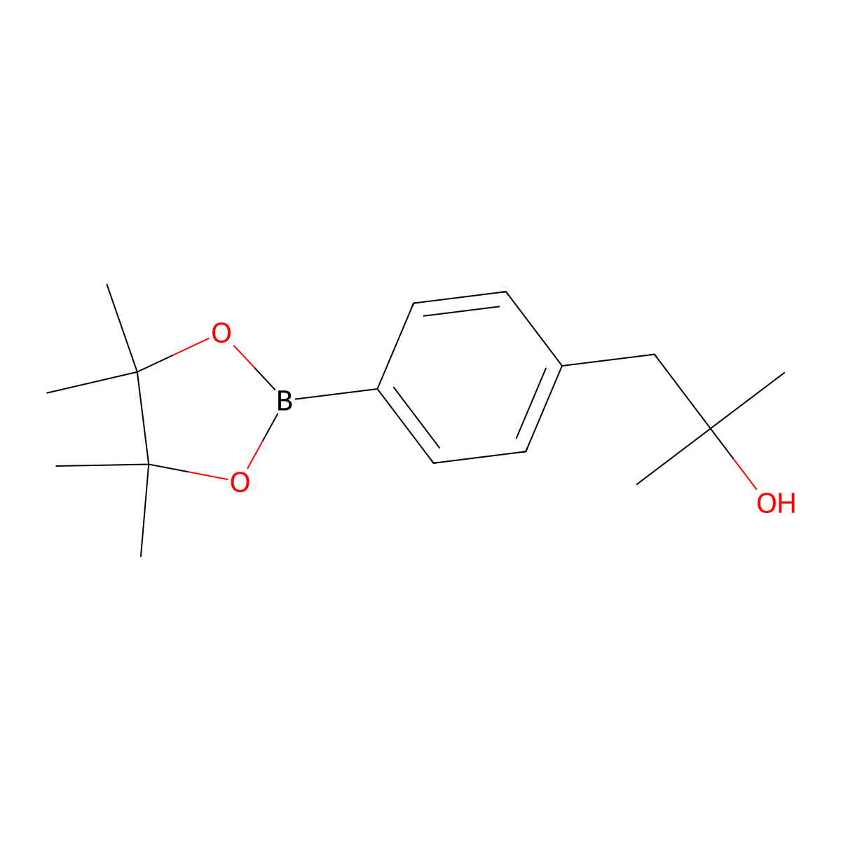 2-Methyl-1-(4-(4,4,5,5-tetramethyl-1,3,2-dioxaborolan-2-yl)phenyl)propan-2-ol molecular structure, CAS 1310707-20-0