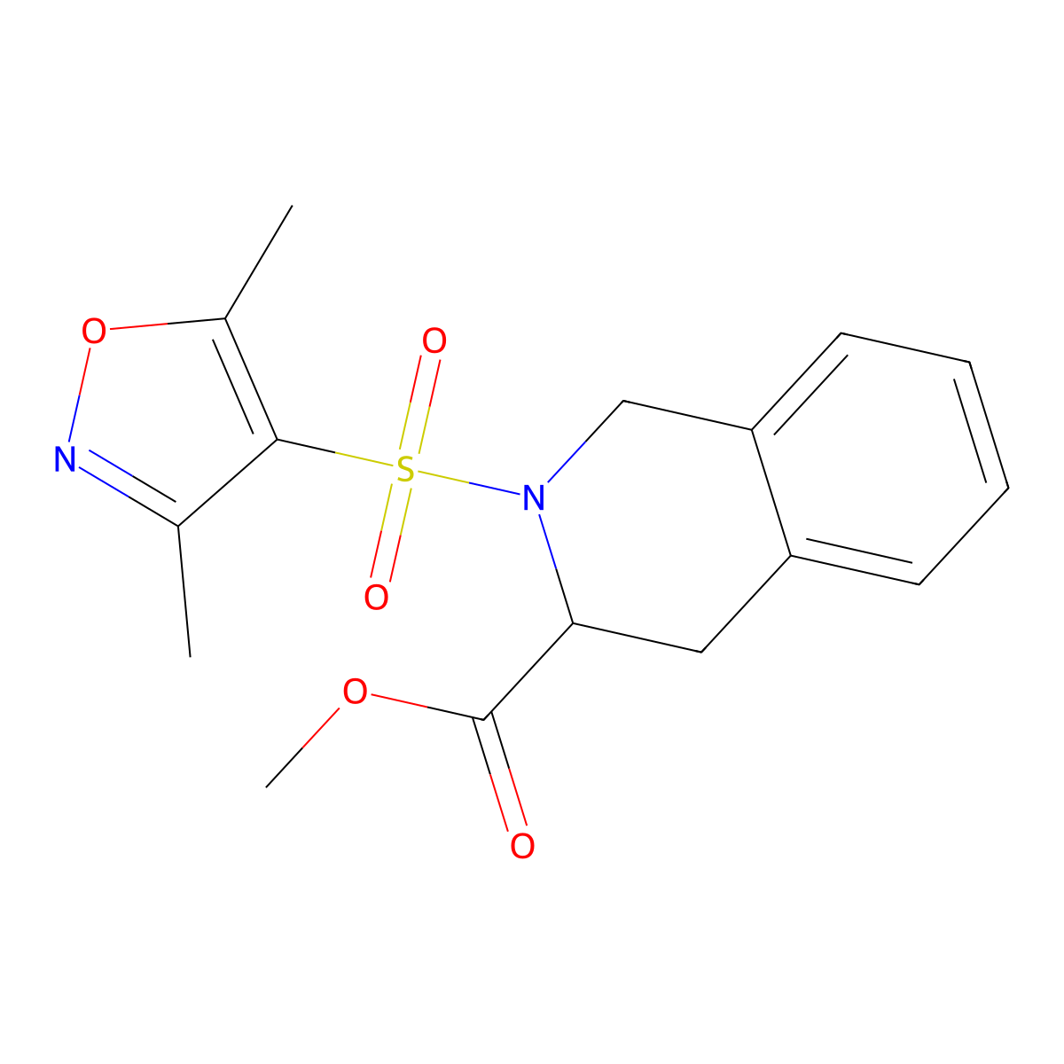 Methyl 2-[(3,5-dimethyl-1,2-oxazol-4-yl)sulfonyl]-1,2,3,4-tetrahydroisoquinoline-3-carboxylate molecular structure, CAS 1310716-32-5