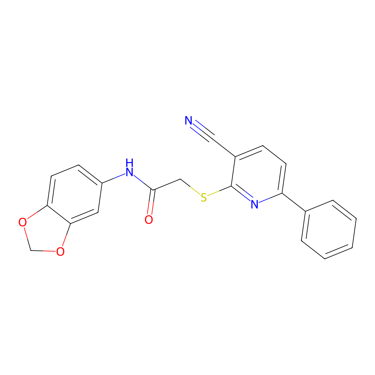 N-(2H-1,3-Benzodioxol-5-YL)-2-[(3-cyano-6-phenylpyridin-2-YL)sulfanyl]acetamide molecular structure, CAS 1310716-34-7