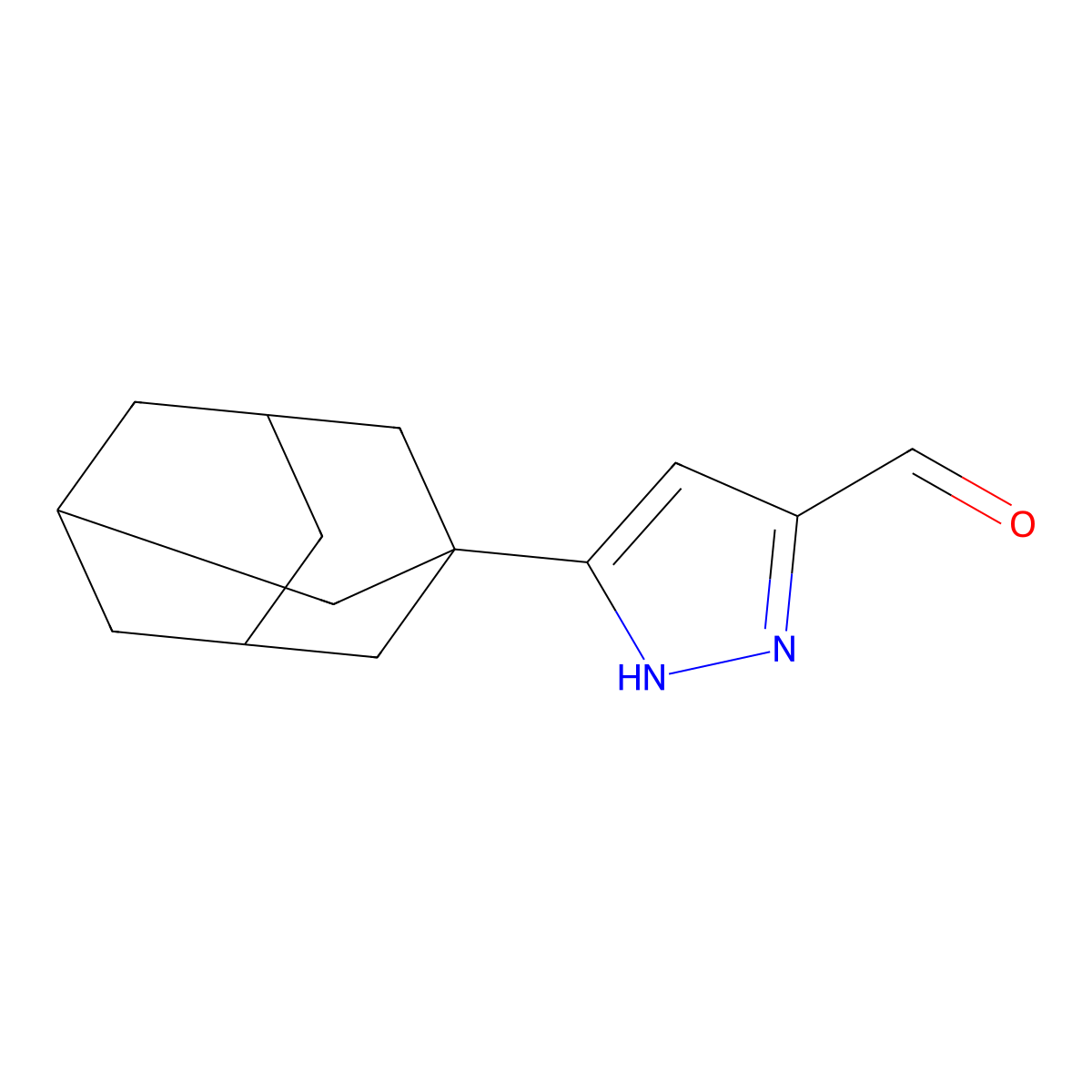 3-(adamantan-1-yl)-1H-pyrazole-5-carbaldehyde molecular structure, CAS 1310738-85-2