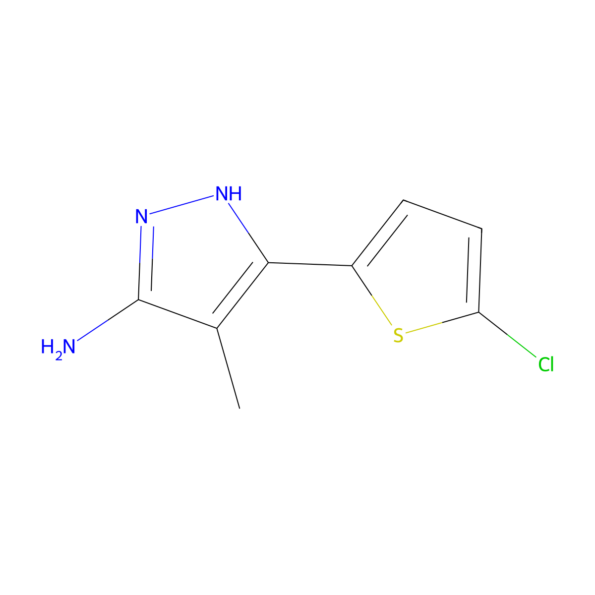 3-(5-Chlorothiophen-2-YL)-4-methyl-1H-pyrazol-5-amine molecular structure, CAS 1310741-30-0