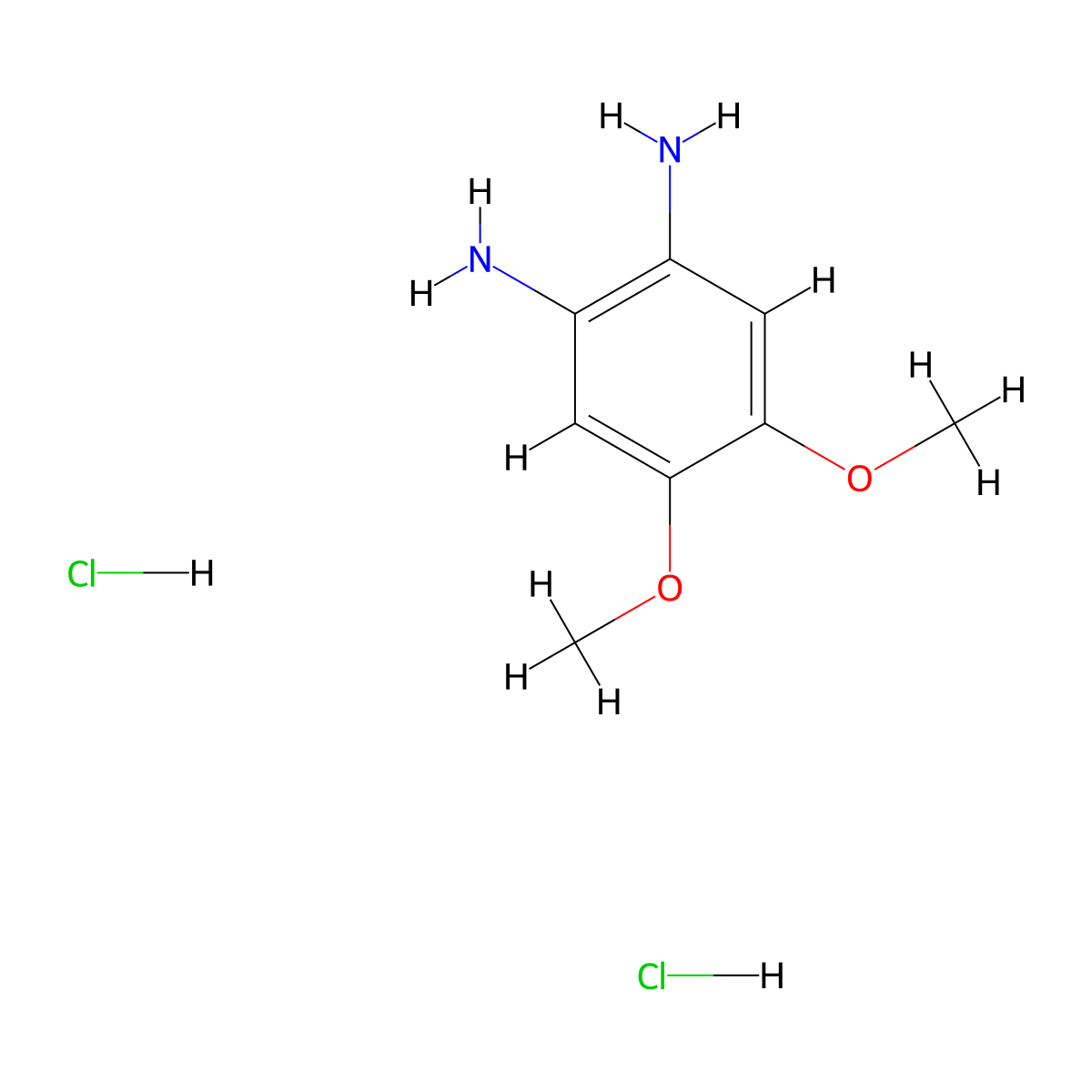 4,5-Dimethoxybenzene-1,2-diamine--hydrogen chloride (1/2) molecular structure, CAS 131076-14-7