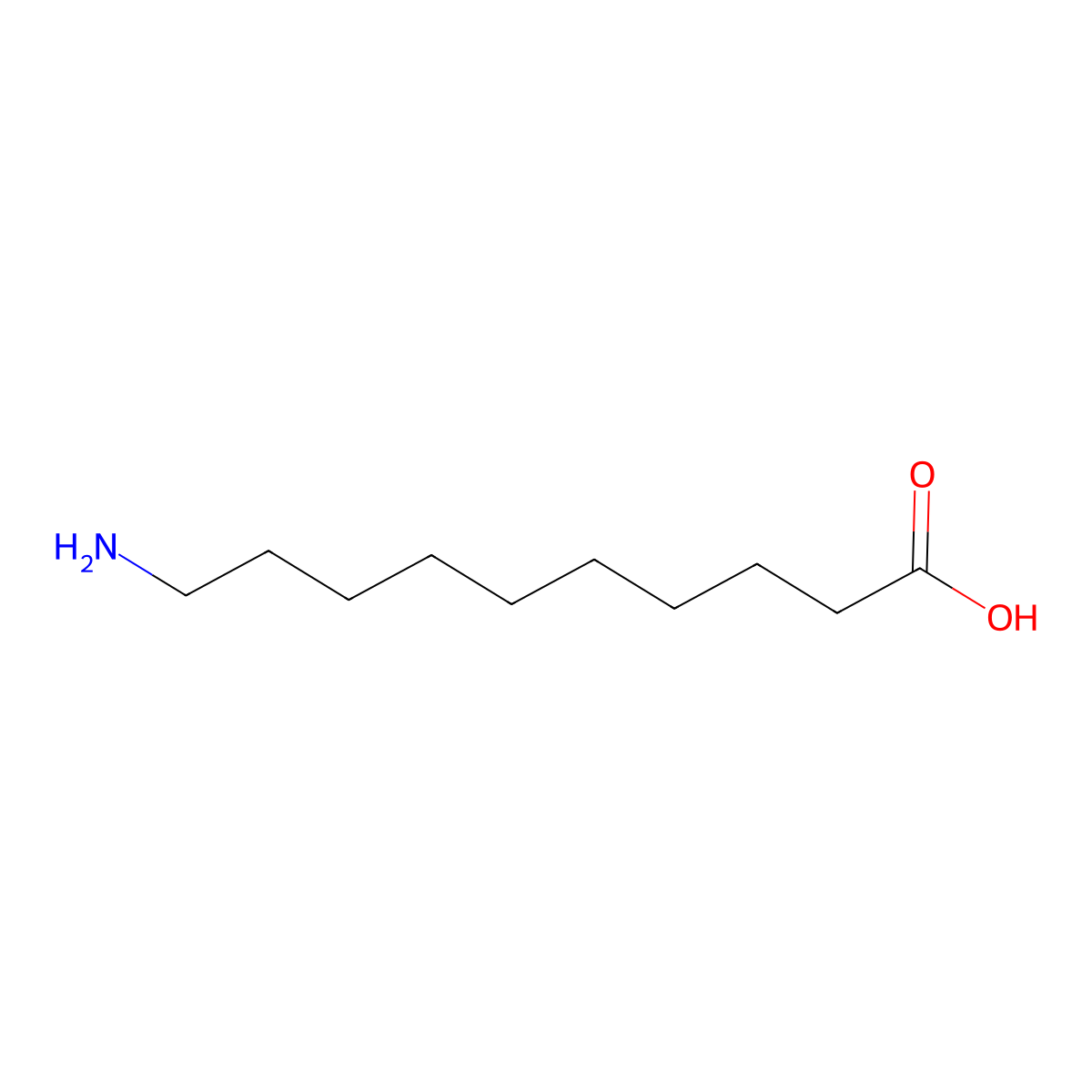 10-Aminodecanoic acid molecular structure, CAS 13108-19-5