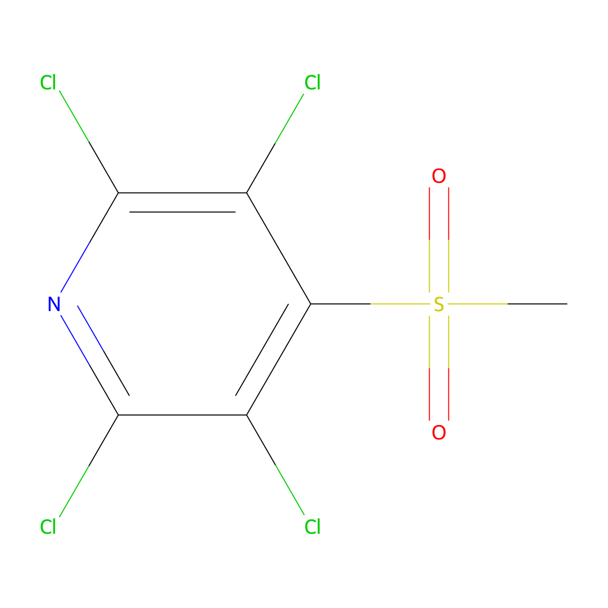 2,3,5,6-Tetrachloro-4-(methylsulfonyl)pyridine molecular structure, CAS 13108-52-6