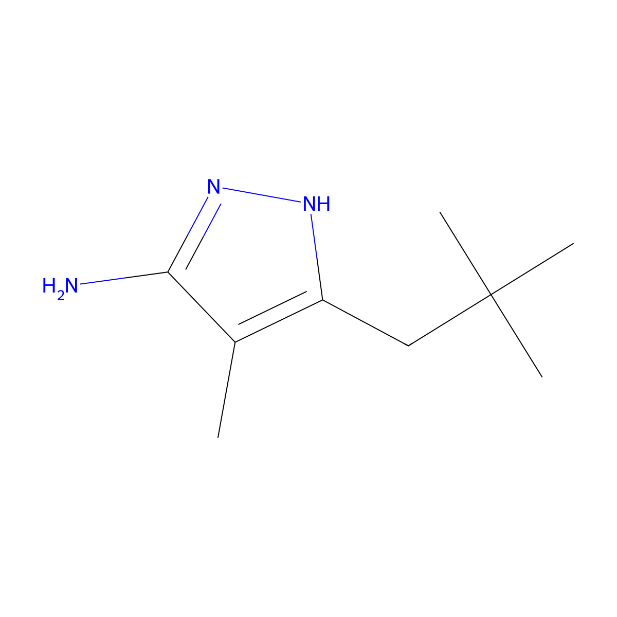 3-(2,2-Dimethylpropyl)-4-methyl-1H-pyrazol-5-amine molecular structure, CAS 1310810-63-9