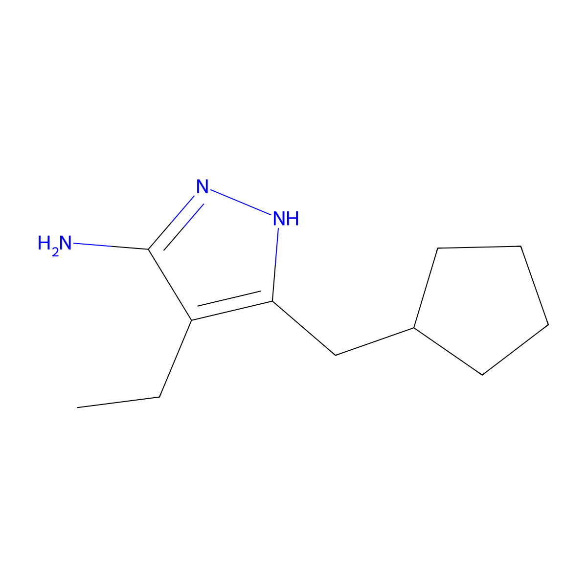 3-(Cyclopentylmethyl)-4-ethyl-1H-pyrazol-5-amine molecular structure, CAS 1310825-70-7