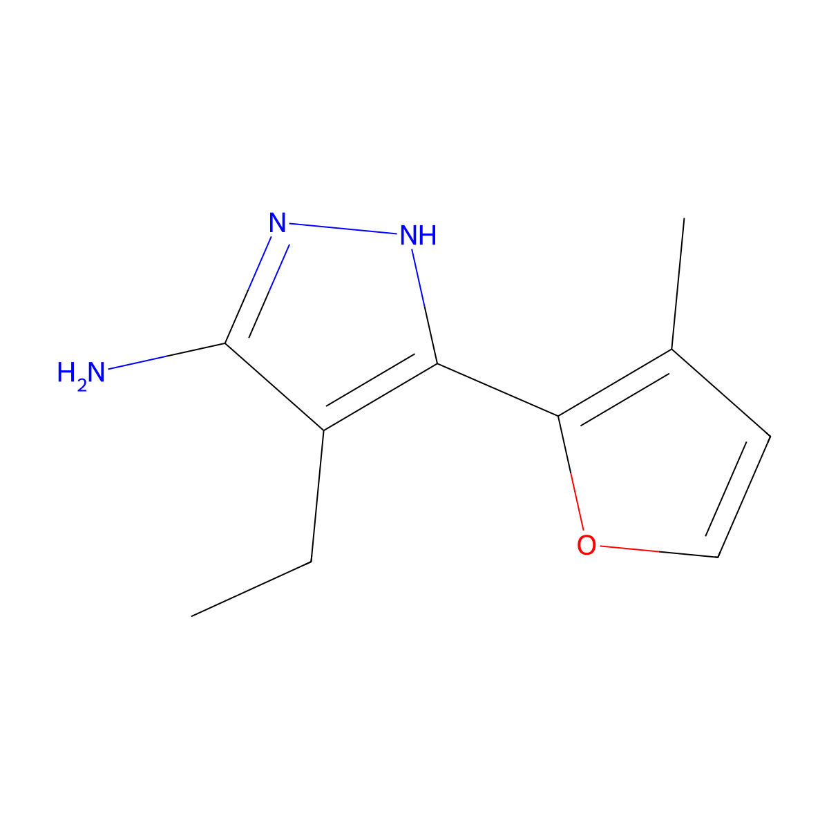 4-Ethyl-3-(3-methylfuran-2-YL)-1H-pyrazol-5-amine molecular structure, CAS 1310836-06-6