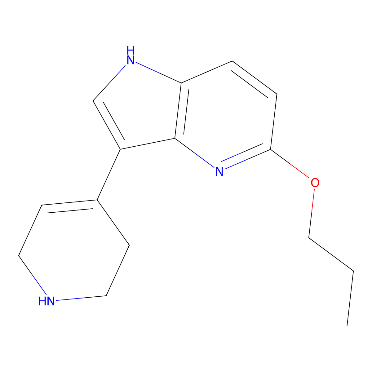 3-(1,2,5,6-Tetrahydro-4-pyridyl)-5-propoxypyrrolo(3,2-b)pyridine molecular structure, CAS 131084-35-0
