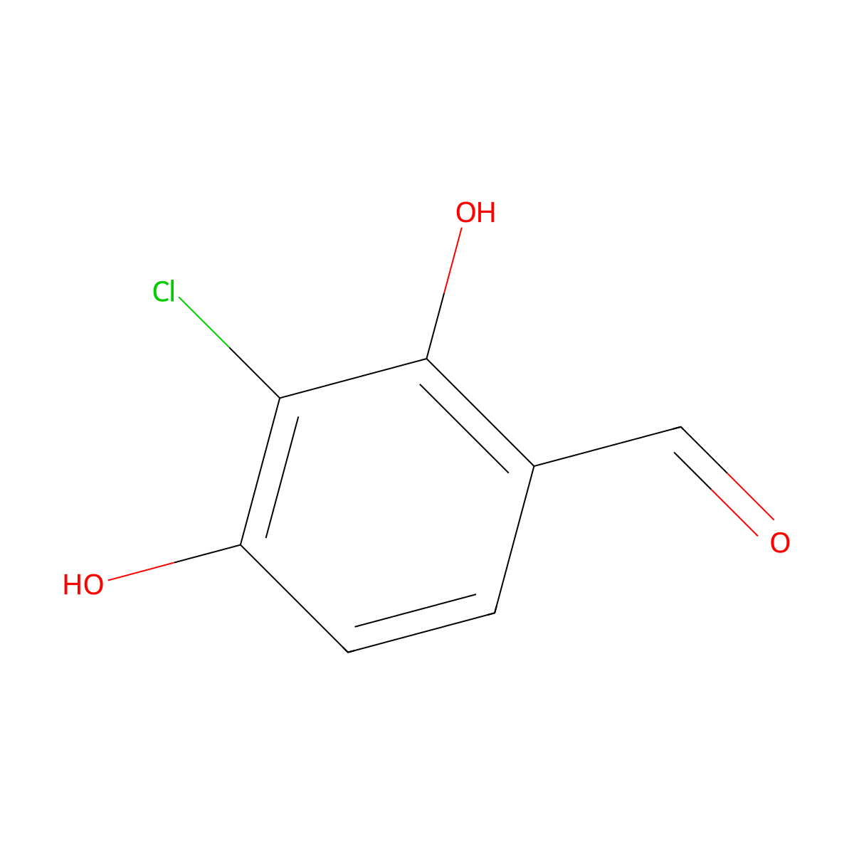 3-Chloro-2,4-dihydroxybenzaldehyde molecular structure, CAS 131088-00-1
