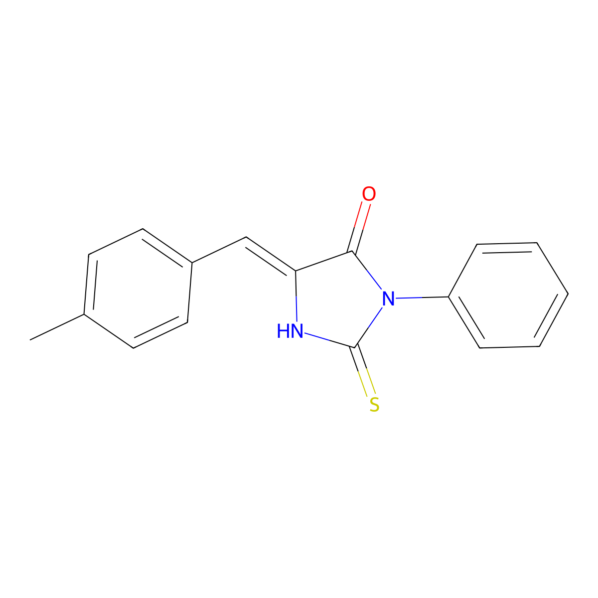 5-[(4-Methylphenyl)methylidene]-3-phenyl-2-sulfanylideneimidazolidin-4-one molecular structure, CAS 13109-87-0