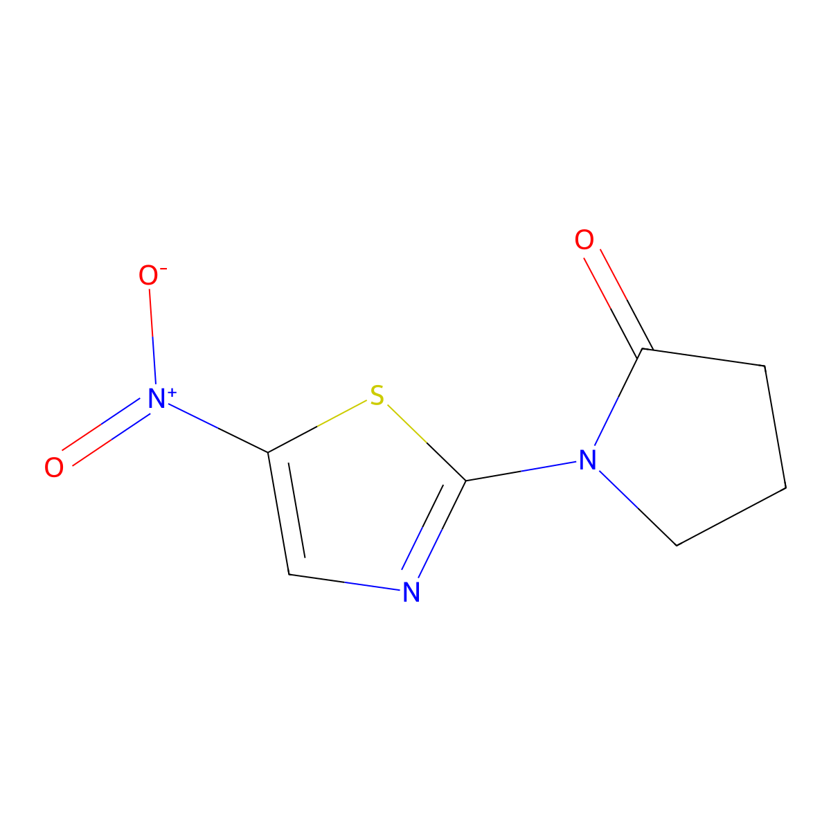 2-Pyrrolidinone, 1-(5-nitro-2-thiazolyl)- molecular structure, CAS 13109-99-4