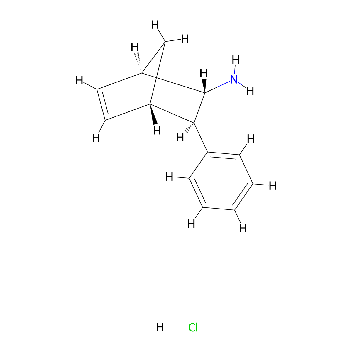 rac-(1R,2S,3R,4S)-3-phenylbicyclo[2.2.1]hept-5-en-2-amine hydrochloride molecular structure, CAS 1310907-22-2