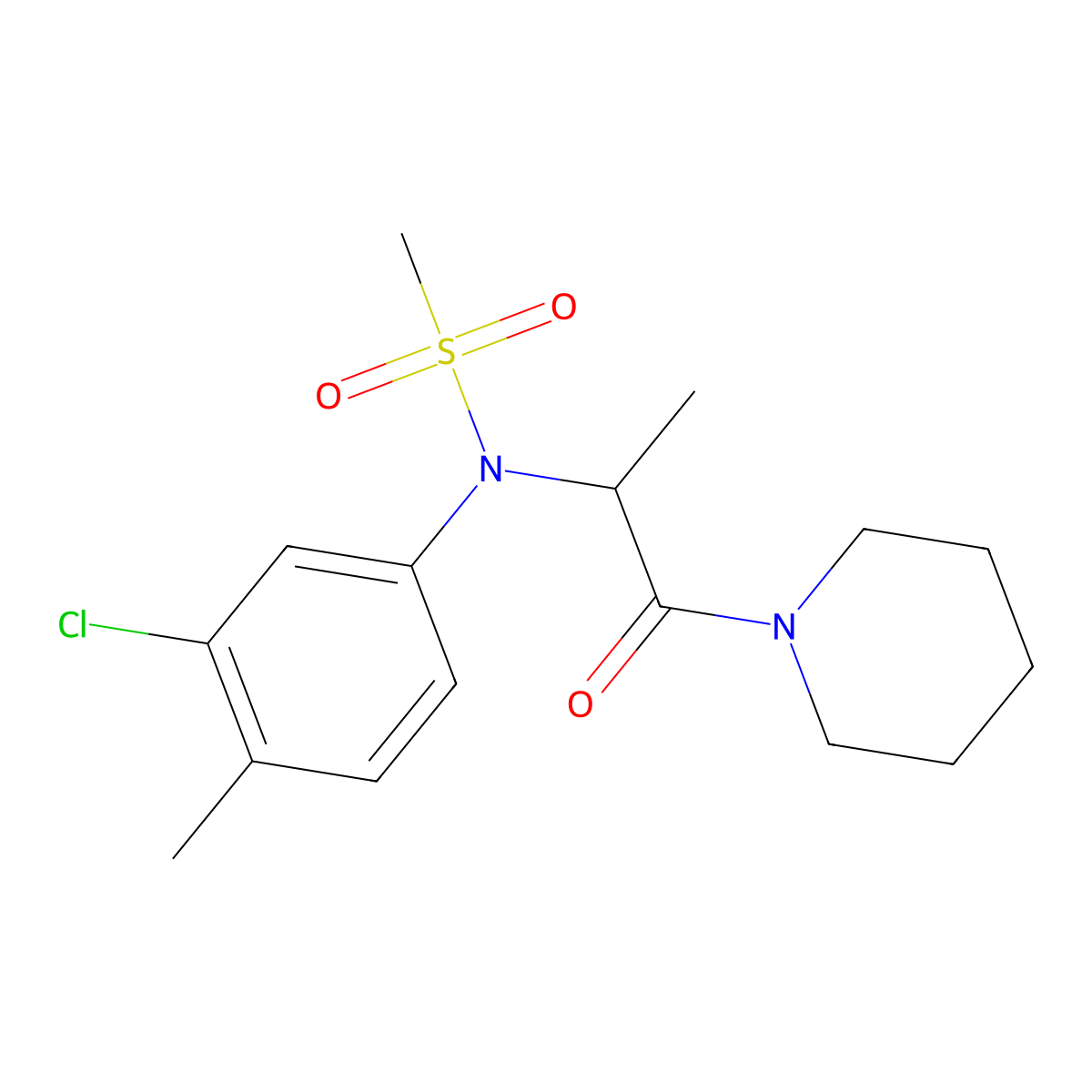 N-(3-chloro-4-methylphenyl)-N-[1-oxo-1-(piperidin-1-yl)propan-2-yl]methanesulfonamide molecular structure, CAS 1310908-98-5