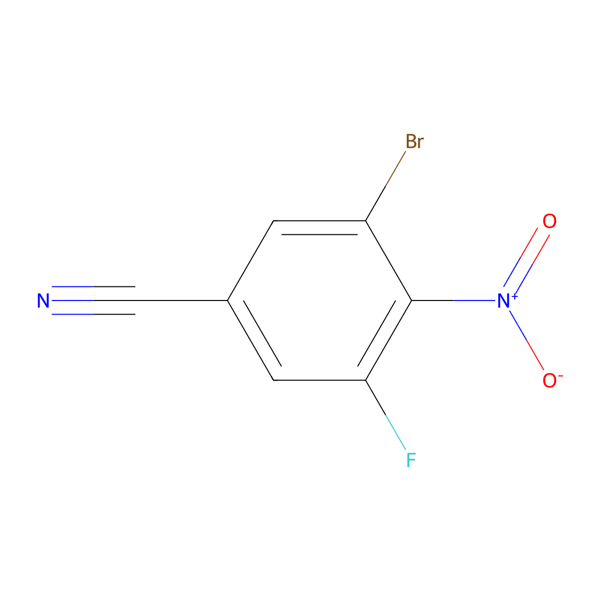 3-Bromo-5-fluoro-4-nitrobenzonitrile molecular structure, CAS 1310918-28-5