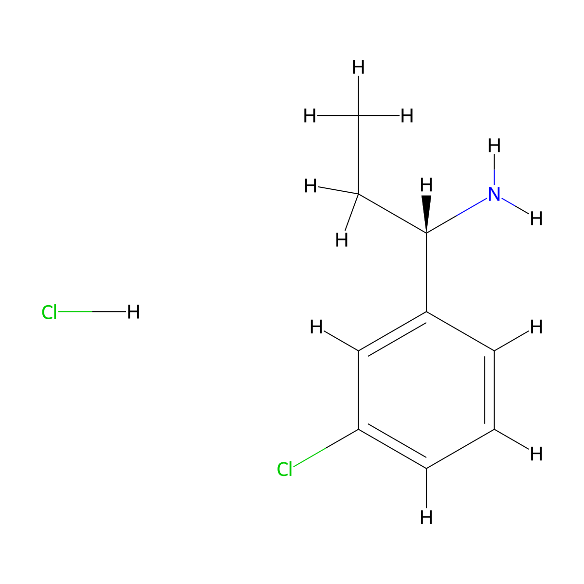 (S)-1-(3-Chlorophenyl)propan-1-amine hydrochloride molecular structure, CAS 1310923-34-2