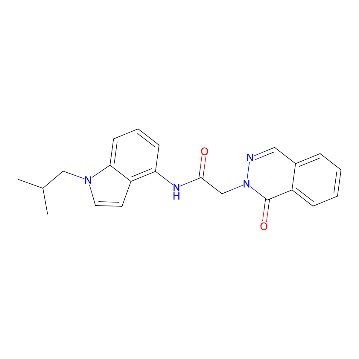 N-[1-(2-methylpropyl)-1H-indol-4-yl]-2-(1-oxophthalazin-2(1H)-yl)acetamide molecular structure, CAS 1310933-45-9