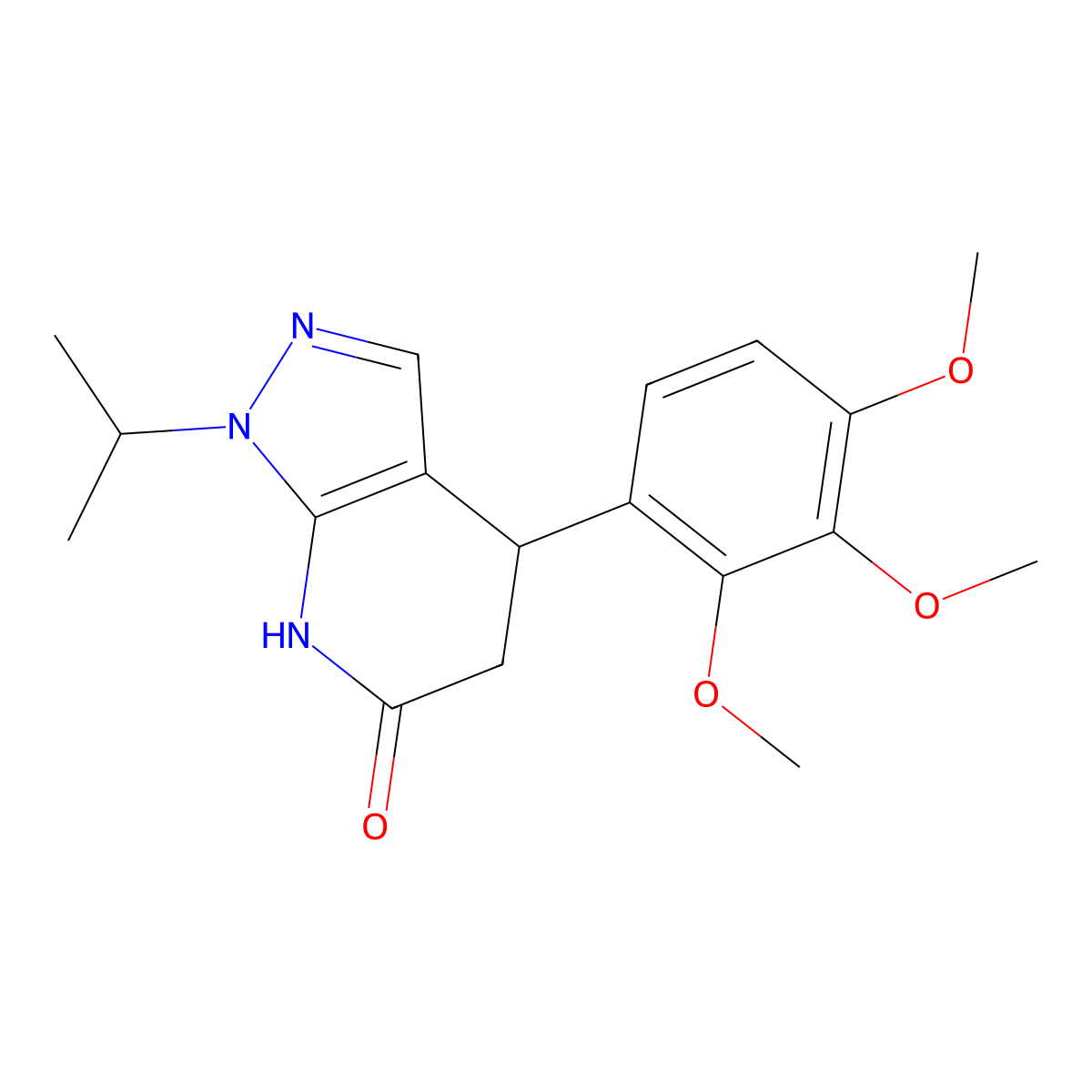 1-isopropyl-4-(2,3,4-trimethoxyphenyl)-4,5-dihydro-1H-pyrazolo[3,4-b]pyridin-6(7H)-one molecular structure, CAS 1310933-53-9