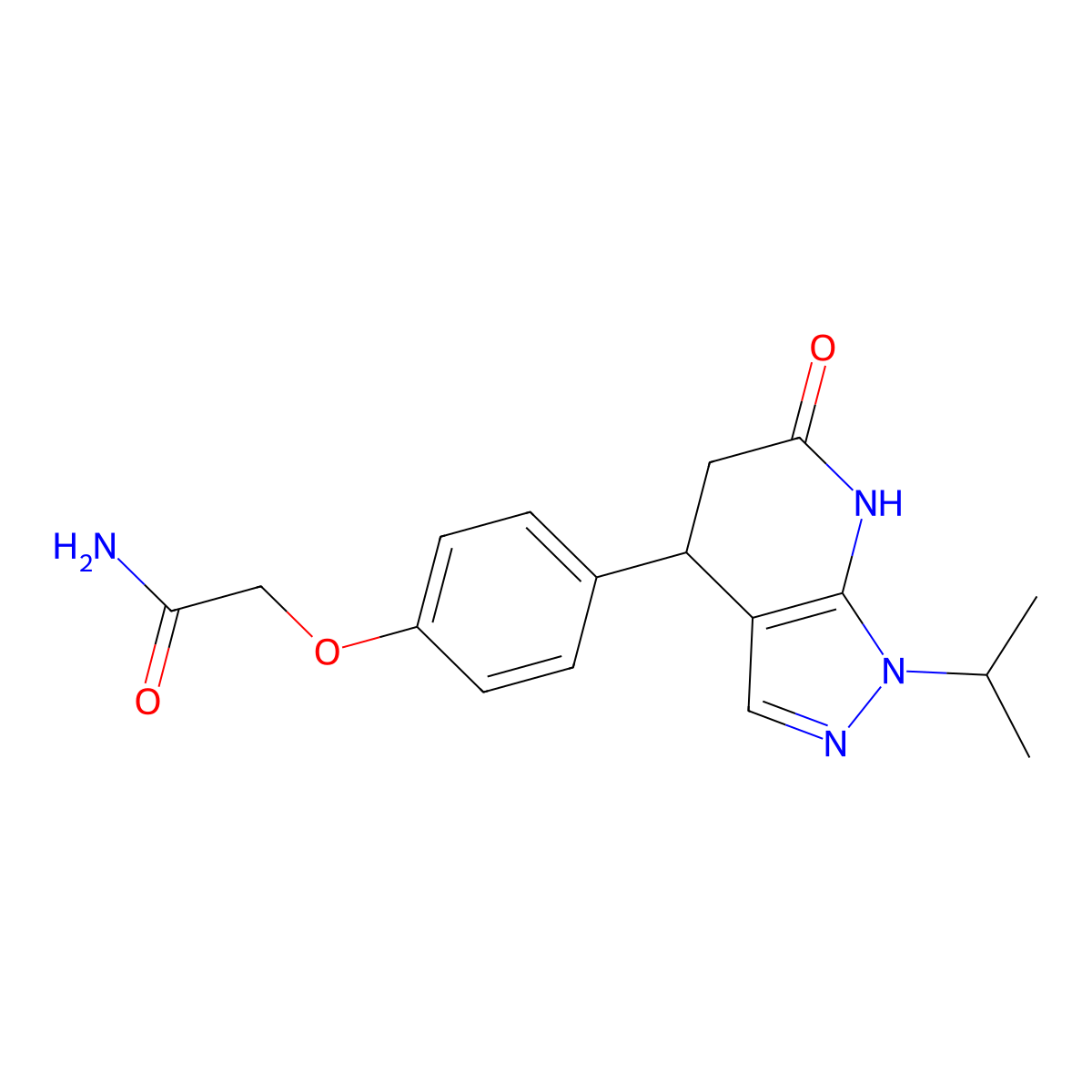 2-(4-(1-isopropyl-6-oxo-4,5,6,7-tetrahydro-1H-pyrazolo[3,4-b]pyridin-4-yl)phenoxy)acetamide molecular structure, CAS 1310933-91-5