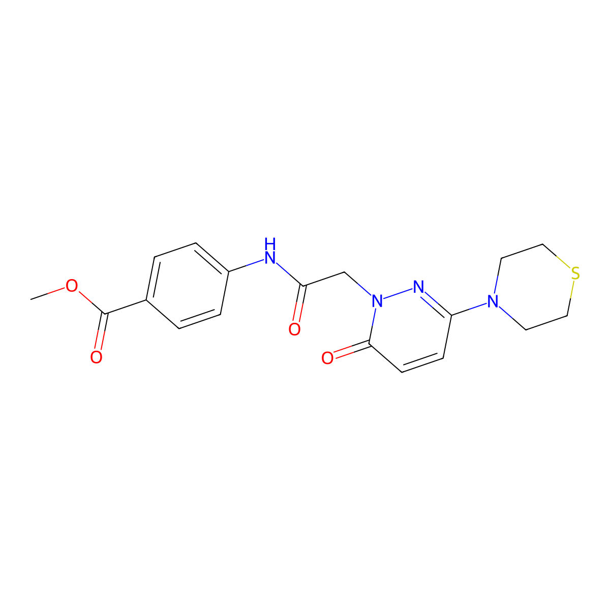 methyl 4-({[6-oxo-3-(thiomorpholin-4-yl)pyridazin-1(6H)-yl]acetyl}amino)benzoate molecular structure, CAS 1310934-20-3