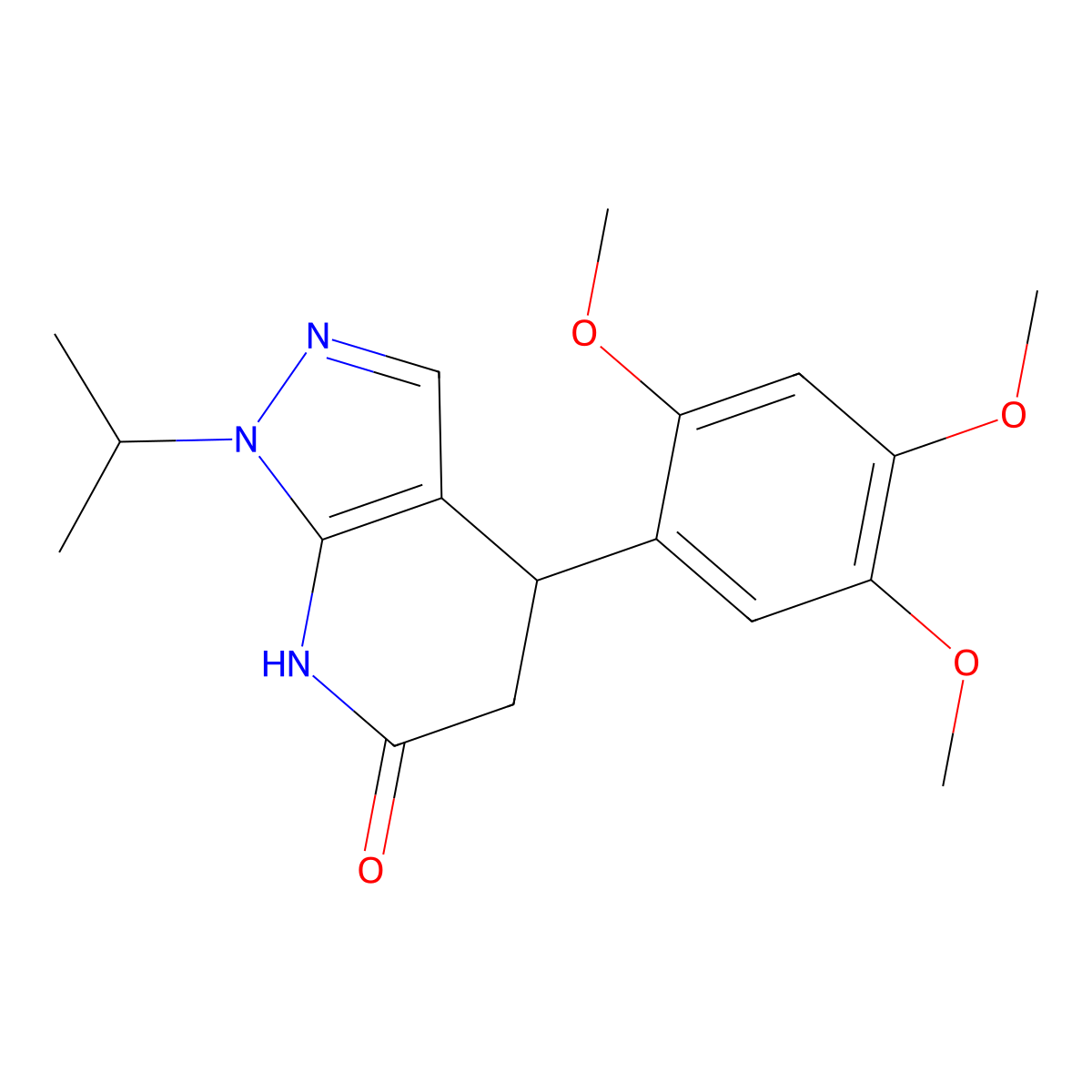 1-isopropyl-4-(2,4,5-trimethoxyphenyl)-4,5-dihydro-1H-pyrazolo[3,4-b]pyridin-6(7H)-one molecular structure, CAS 1310934-25-8