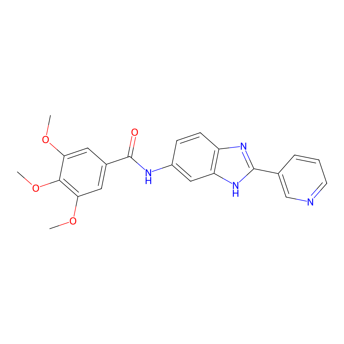 3,4,5-trimethoxy-N-[2-(pyridin-3-yl)-1H-benzimidazol-5-yl]benzamide molecular structure, CAS 1310934-96-3