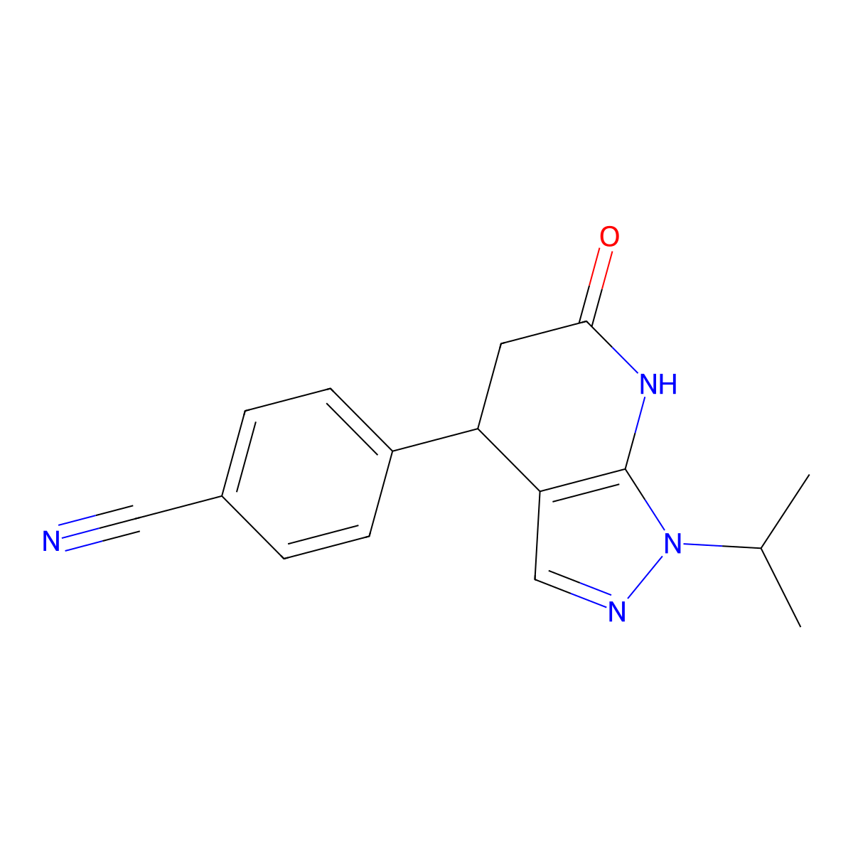 4-[6-hydroxy-1-(propan-2-yl)-4,5-dihydro-1H-pyrazolo[3,4-b]pyridin-4-yl]benzonitrile molecular structure, CAS 1310935-86-4