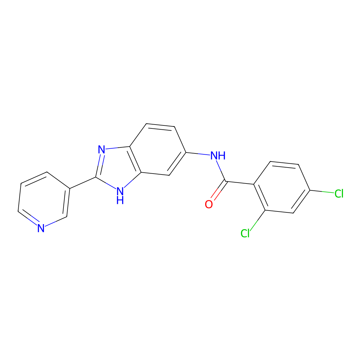 2,4-dichloro-N-[2-(pyridin-3-yl)-1H-benzimidazol-5-yl]benzamide molecular structure, CAS 1310935-90-0