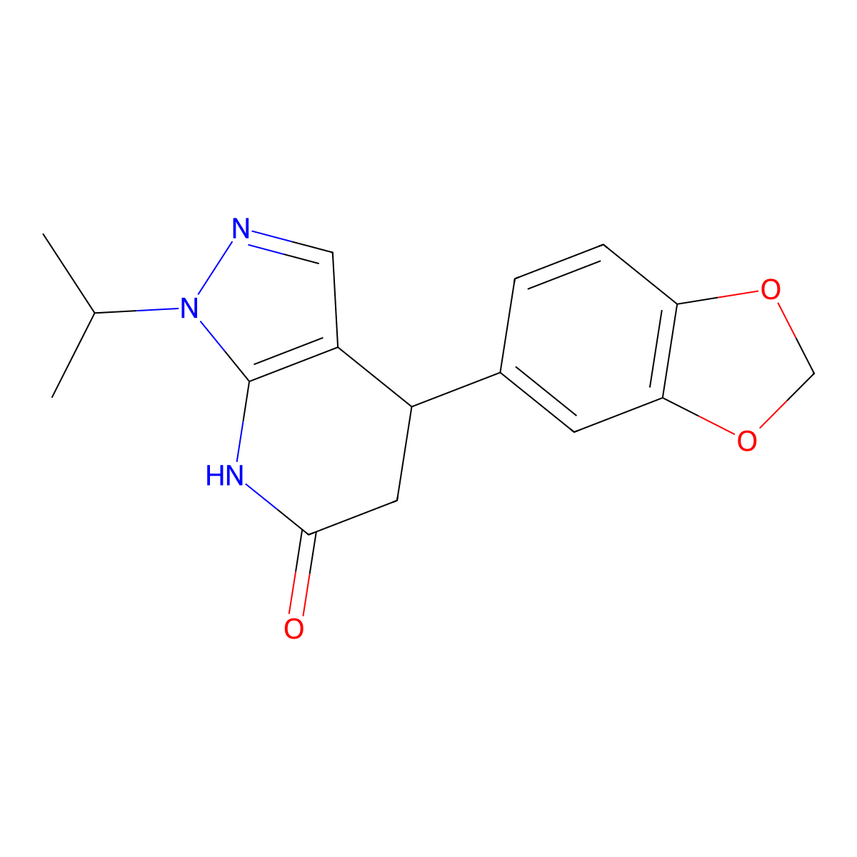 4-(benzo[d][1,3]dioxol-5-yl)-1-isopropyl-4,5-dihydro-1H-pyrazolo[3,4-b]pyridin-6(7H)-one molecular structure, CAS 1310935-94-4