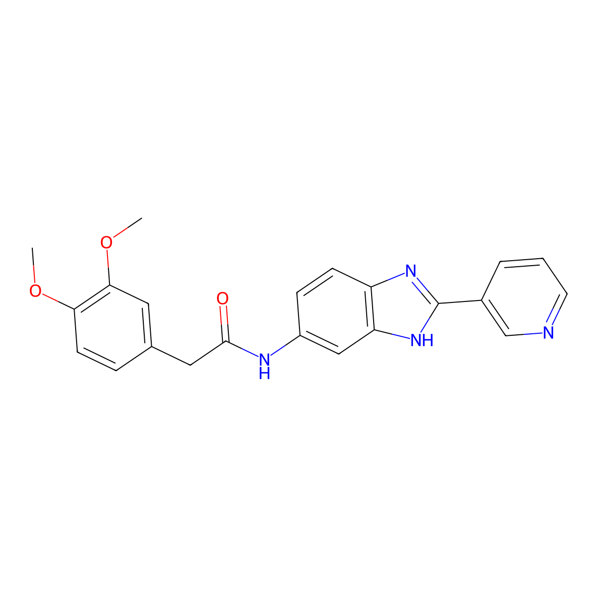 2-(3,4-dimethoxyphenyl)-N-[2-(pyridin-3-yl)-1H-benzimidazol-5-yl]acetamide molecular structure, CAS 1310936-33-4