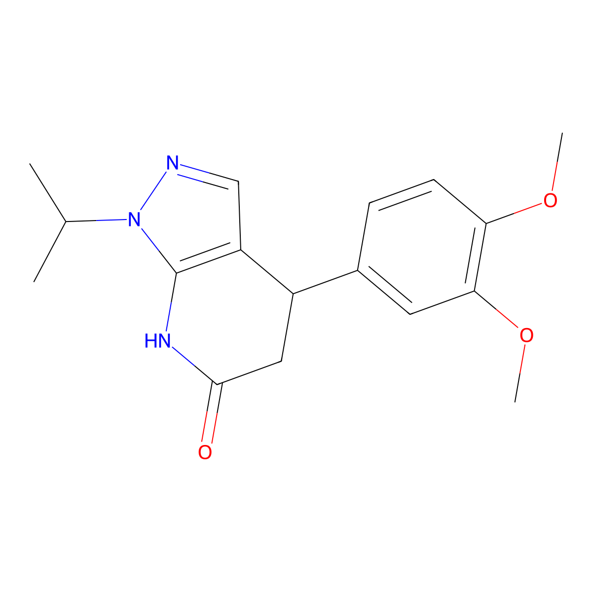 4-(3,4-dimethoxyphenyl)-1-isopropyl-4,5-dihydro-1H-pyrazolo[3,4-b]pyridin-6(7H)-one molecular structure, CAS 1310936-47-0