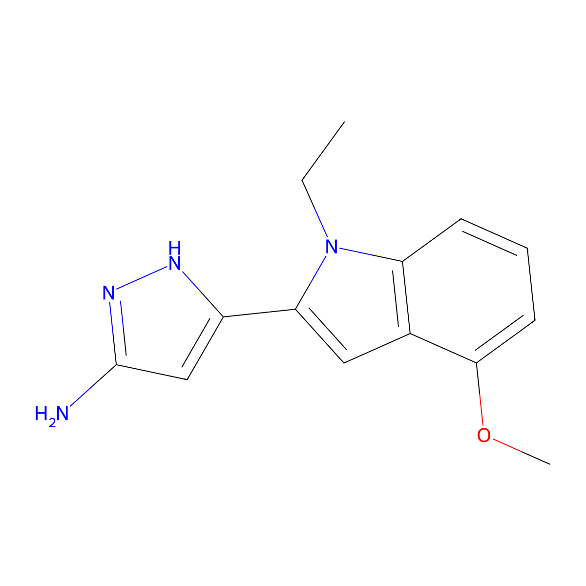 3-(1-Ethyl-4-methoxy-1H-indol-2-yl)-1H-pyrazol-5-amine molecular structure, CAS 1310936-61-8