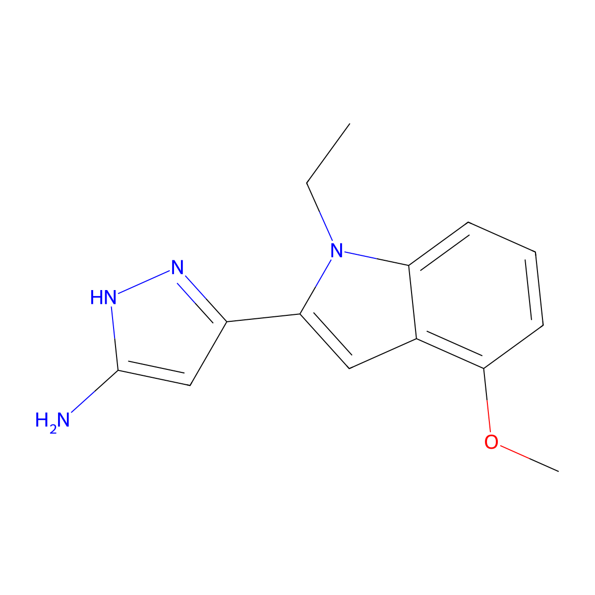 3-(1-Ethyl-4-methoxy-1H-indol-2-yl)-1H-pyrazol-5-amine molecular structure, CAS 1310936-61-8