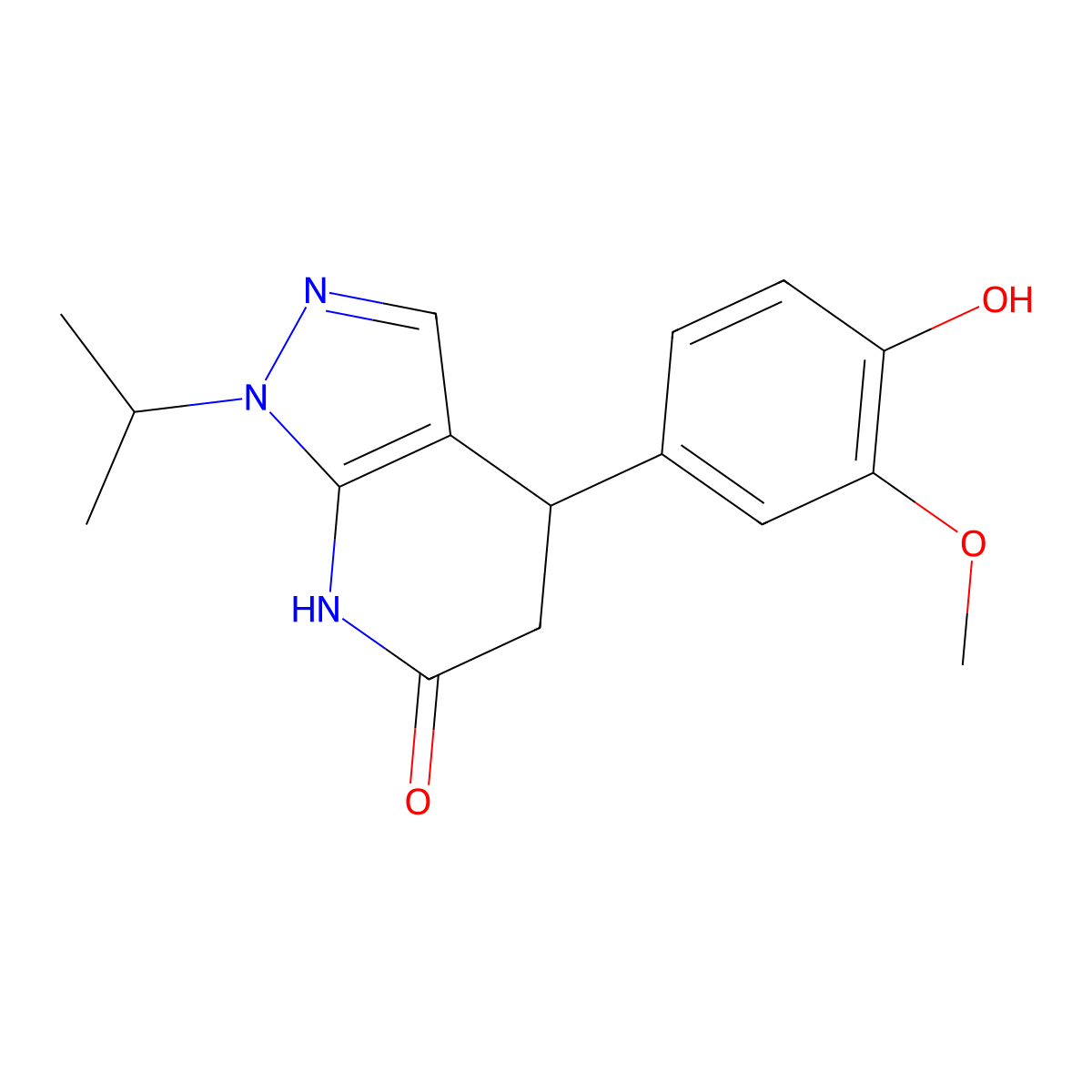 4-(4-hydroxy-3-methoxyphenyl)-1-isopropyl-4,5-dihydro-1H-pyrazolo[3,4-b]pyridin-6(7H)-one molecular structure, CAS 1310936-92-5