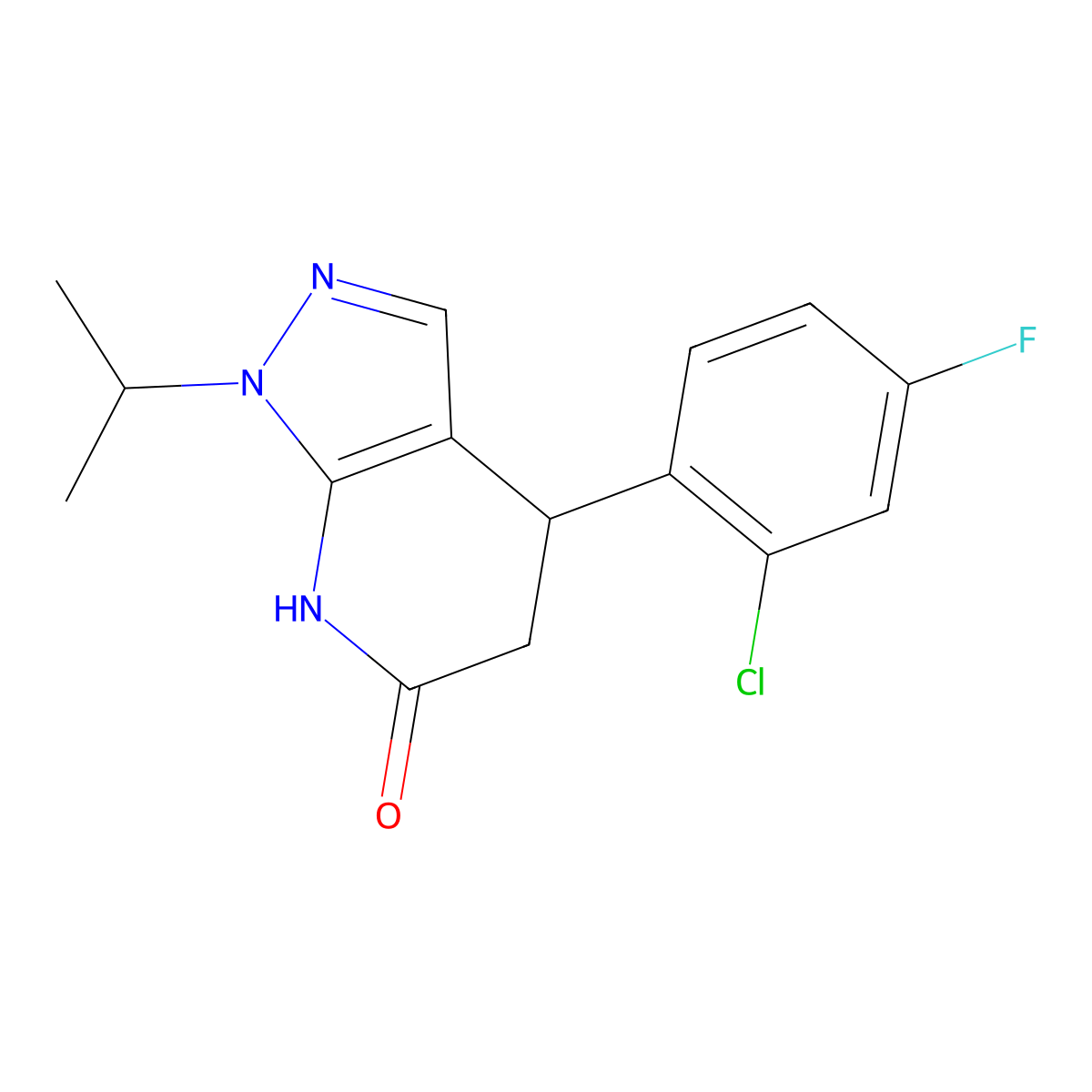 4-(2-chloro-4-fluorophenyl)-1-(propan-2-yl)-4,5-dihydro-1H-pyrazolo[3,4-b]pyridin-6-ol molecular structure, CAS 1310936-97-0