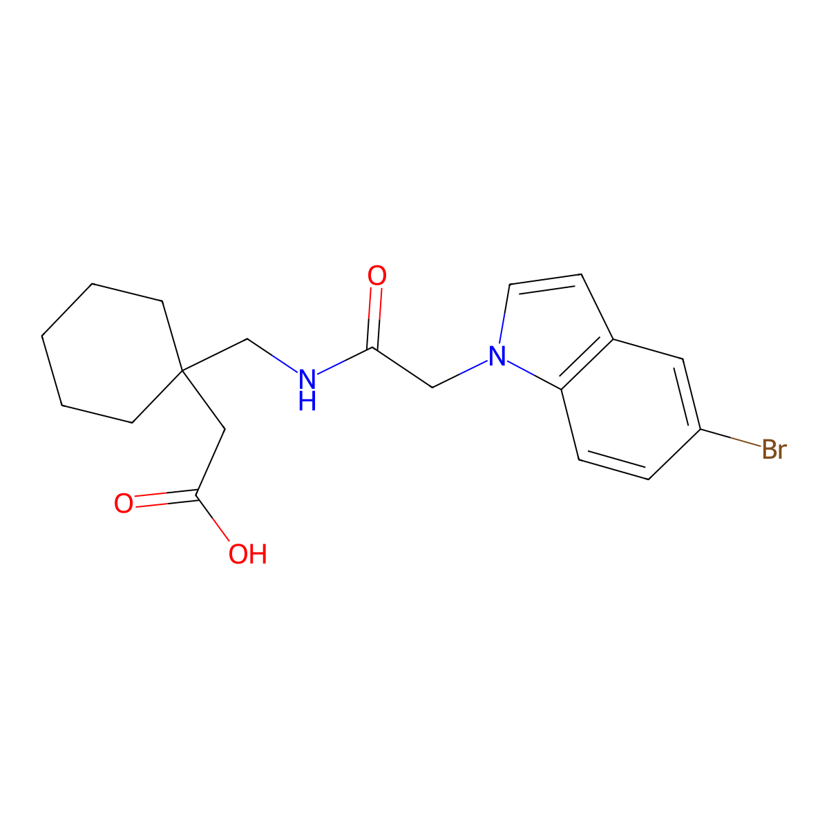 [1-({[(5-bromo-1H-indol-1-yl)acetyl]amino}methyl)cyclohexyl]acetic acid molecular structure, CAS 1310937-03-1