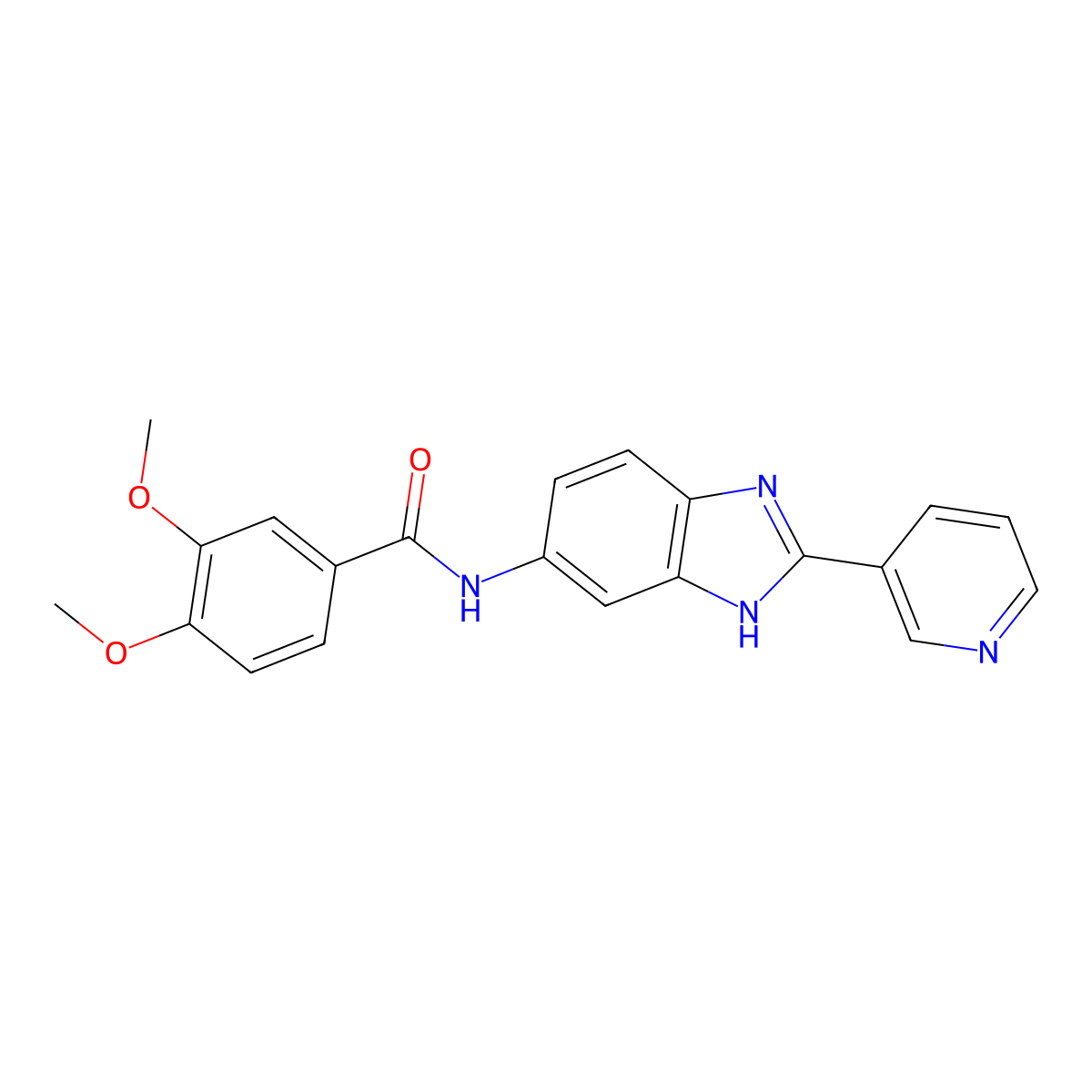 3,4-dimethoxy-N-[2-(pyridin-3-yl)-1H-benzimidazol-5-yl]benzamide molecular structure, CAS 1310937-05-3
