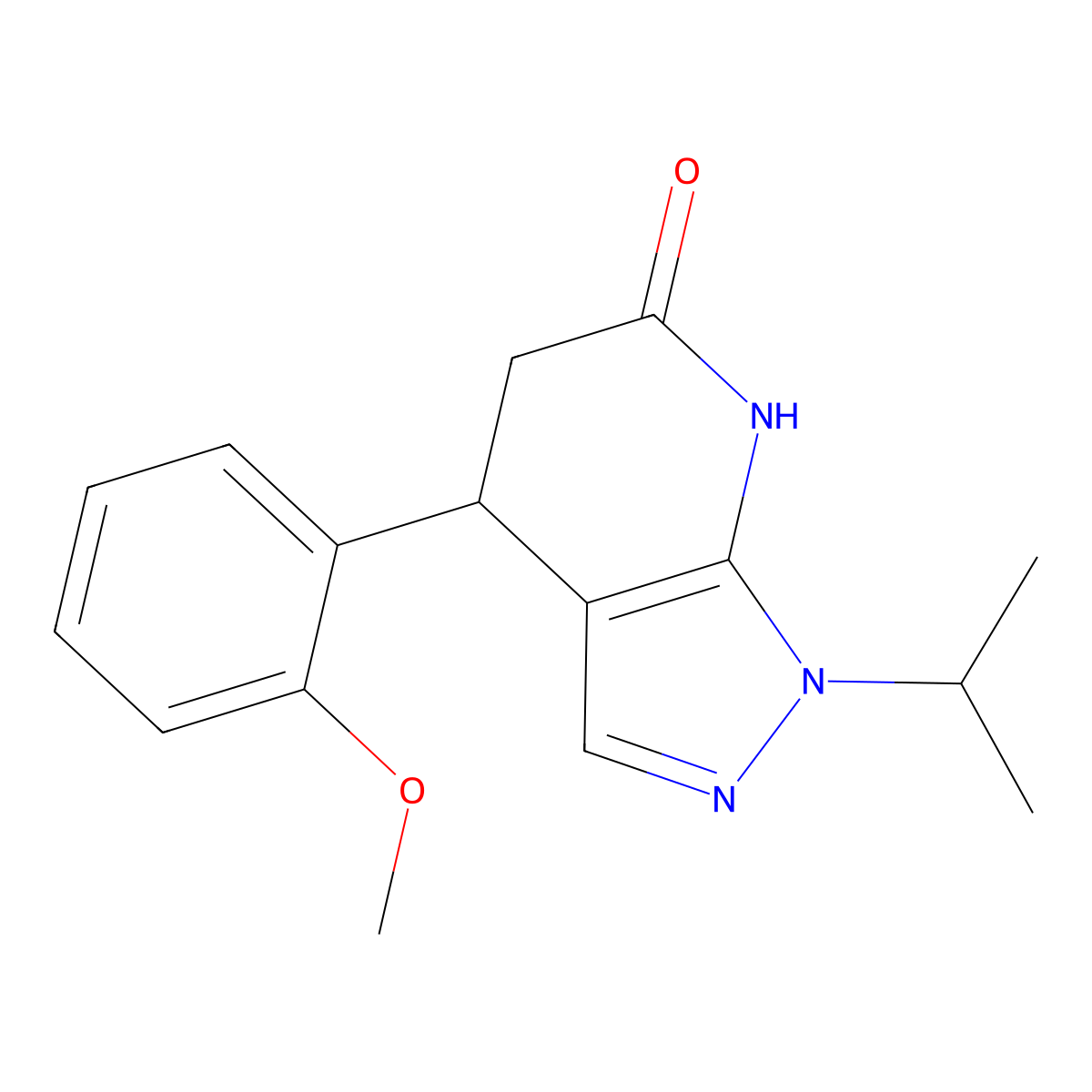 1-isopropyl-4-(2-methoxyphenyl)-4,5-dihydro-1H-pyrazolo[3,4-b]pyridin-6(7H)-one molecular structure, CAS 1310937-37-1