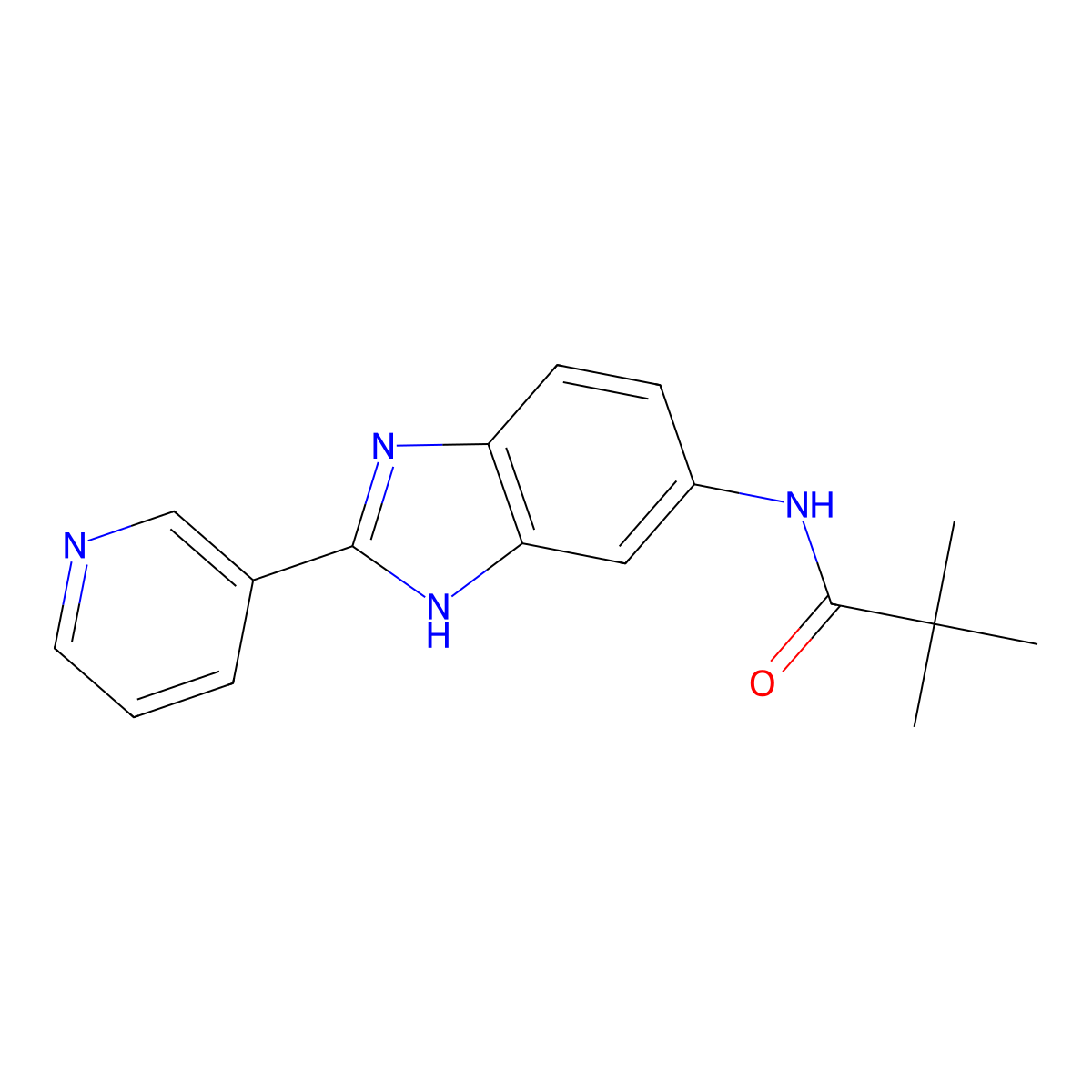 2,2-dimethyl-N-[2-(pyridin-3-yl)-1H-benzimidazol-5-yl]propanamide molecular structure, CAS 1310937-46-2