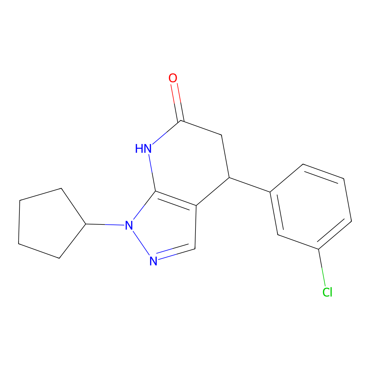 4-(3-chlorophenyl)-1-cyclopentyl-4,5-dihydro-1H-pyrazolo[3,4-b]pyridin-6(7H)-one molecular structure, CAS 1310937-98-4
