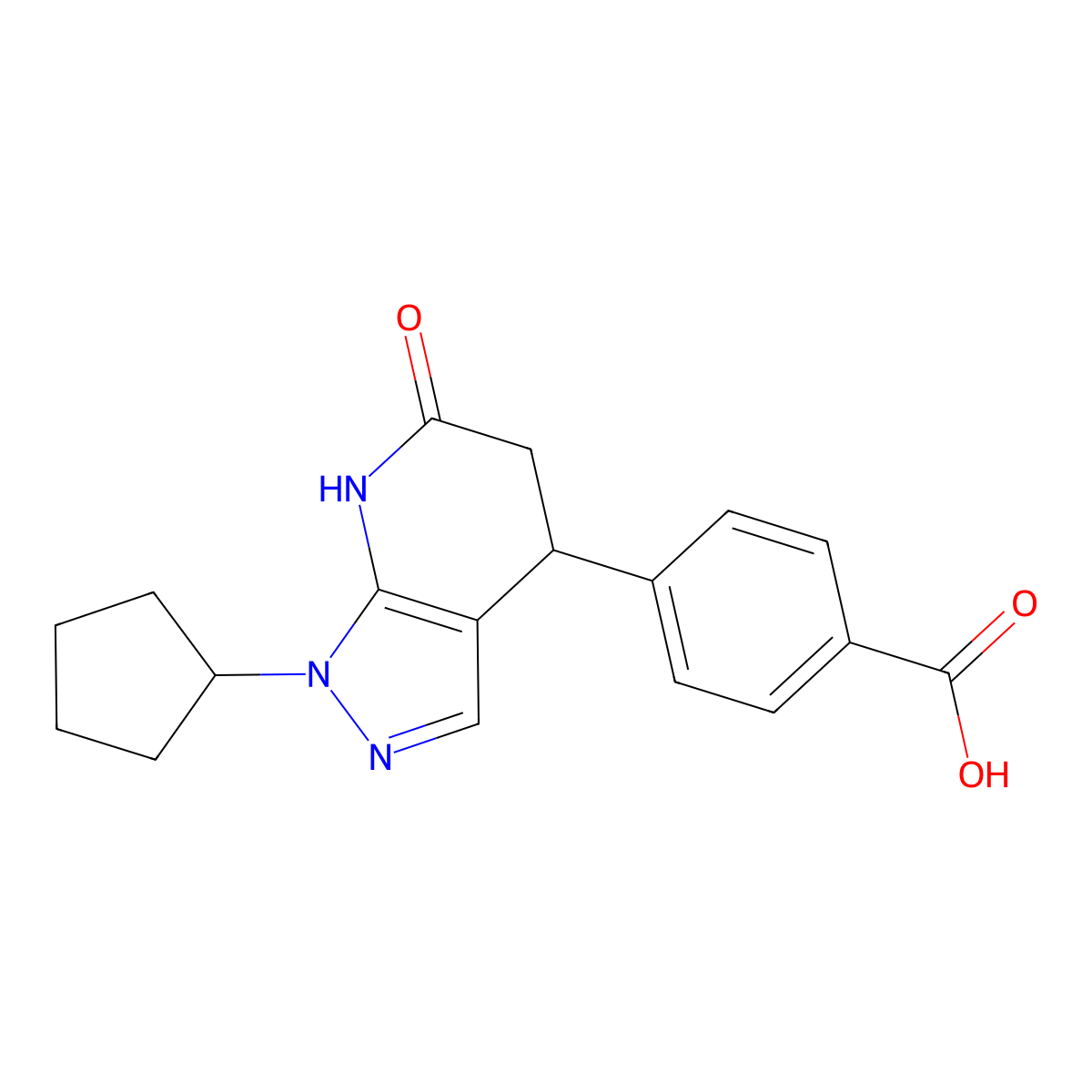 4-(1-cyclopentyl-6-oxo-4,5,6,7-tetrahydro-1H-pyrazolo[3,4-b]pyridin-4-yl)benzoic acid molecular structure, CAS 1310938-06-7