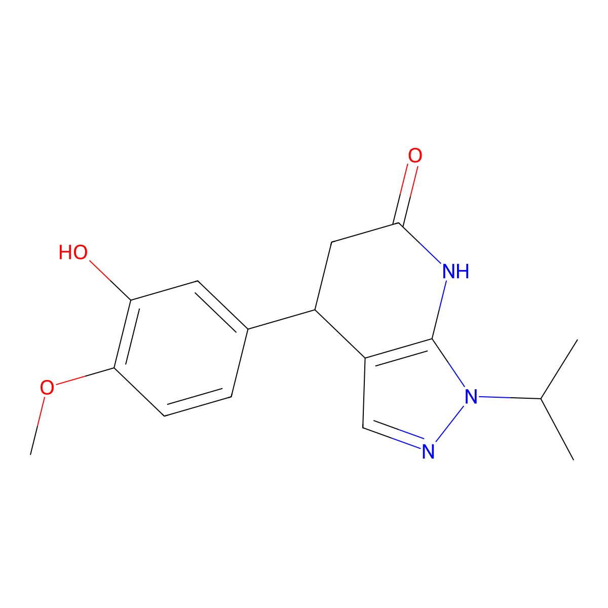 4-(3-hydroxy-4-methoxyphenyl)-1-isopropyl-4,5-dihydro-1H-pyrazolo[3,4-b]pyridin-6(7H)-one molecular structure, CAS 1310938-26-1