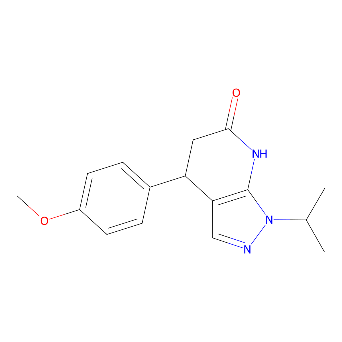 1-isopropyl-4-(4-methoxyphenyl)-4,5-dihydro-1H-pyrazolo[3,4-b]pyridin-6(7H)-one molecular structure, CAS 1310938-47-6