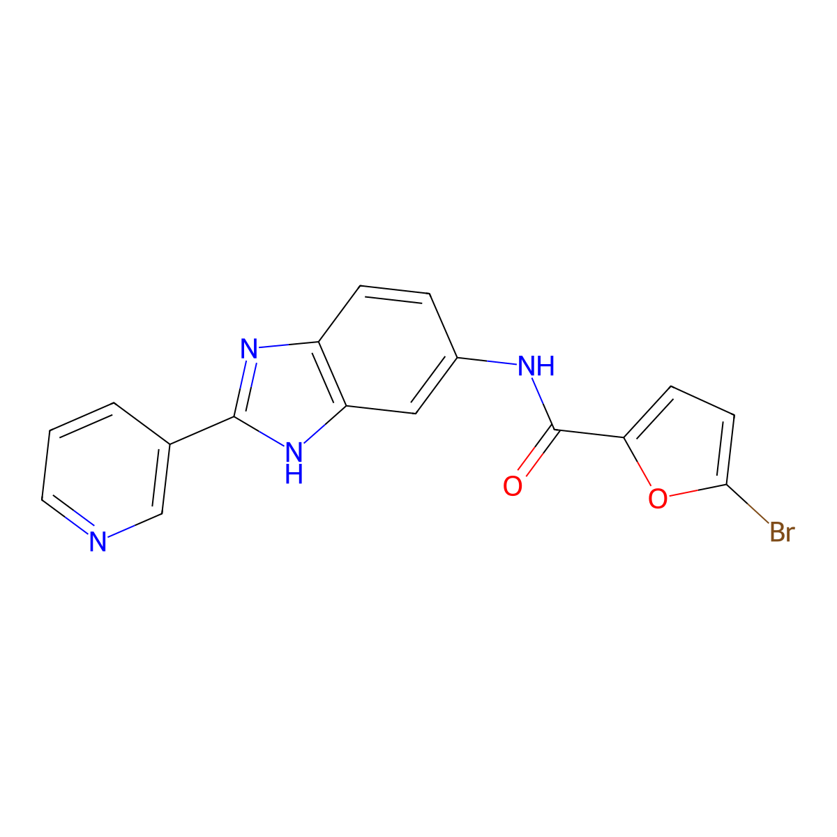 5-bromo-N-[2-(pyridin-3-yl)-1H-benzimidazol-5-yl]furan-2-carboxamide molecular structure, CAS 1310938-61-4