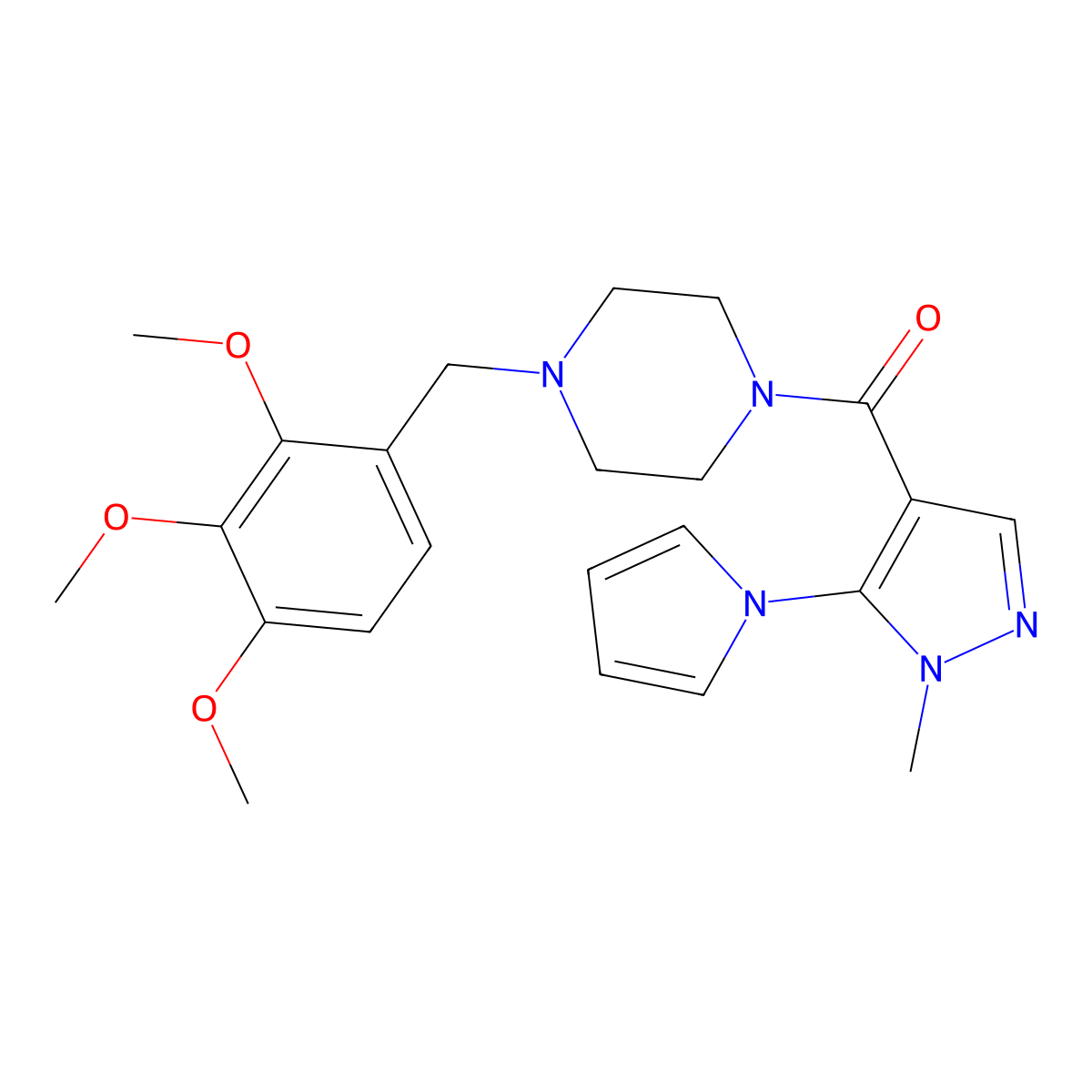 [1-methyl-5-(1H-pyrrol-1-yl)-1H-pyrazol-4-yl][4-(2,3,4-trimethoxybenzyl)piperazin-1-yl]methanone molecular structure, CAS 1310938-63-6