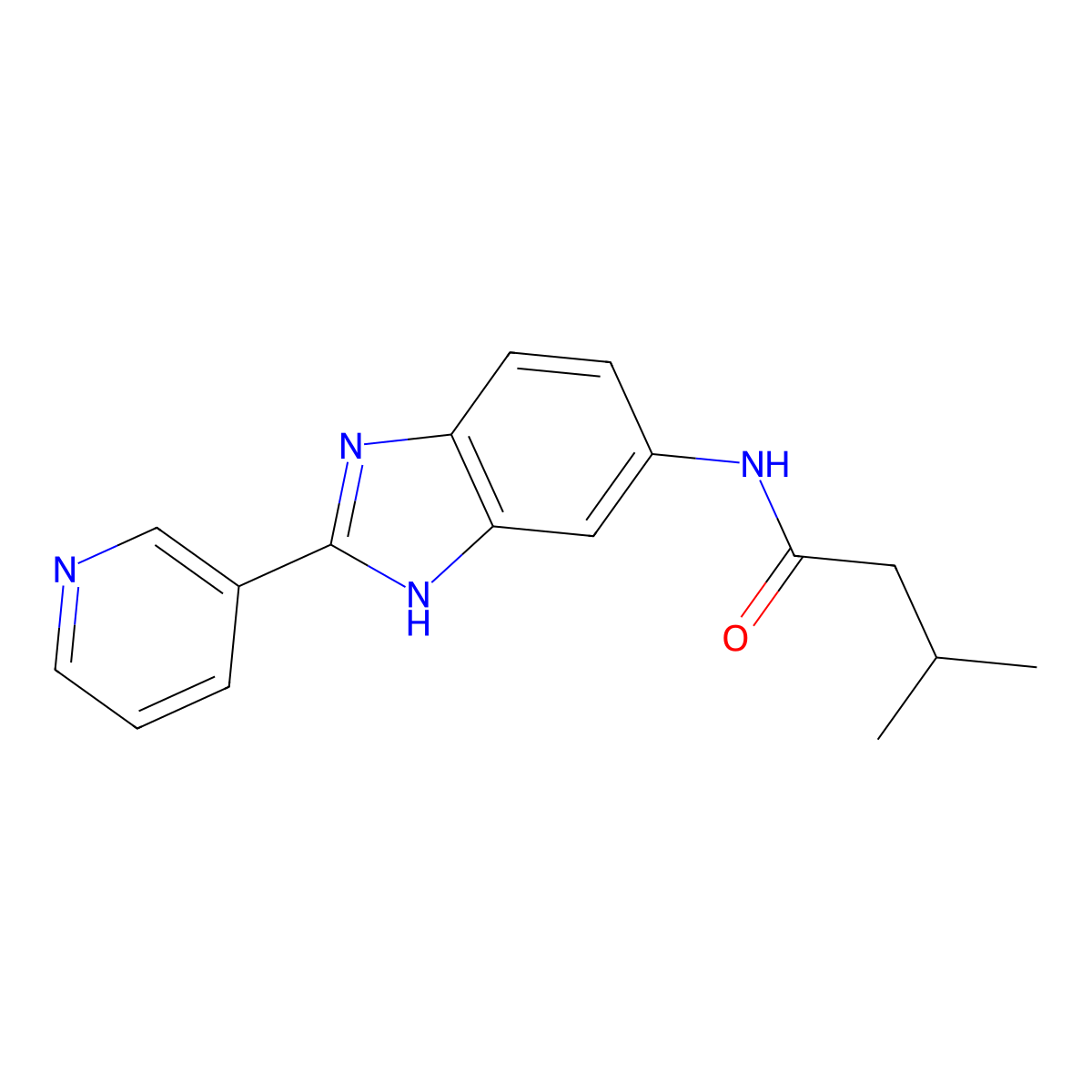 3-methyl-N-[2-(pyridin-3-yl)-1H-benzimidazol-5-yl]butanamide molecular structure, CAS 1310938-72-7