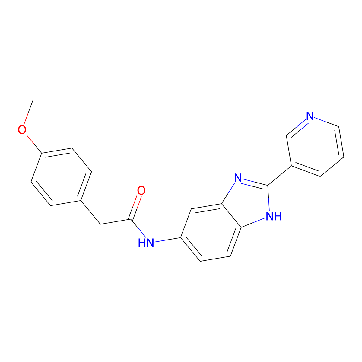2-(4-methoxyphenyl)-N-[2-(pyridin-3-yl)-1H-benzimidazol-5-yl]acetamide molecular structure, CAS 1310938-73-8