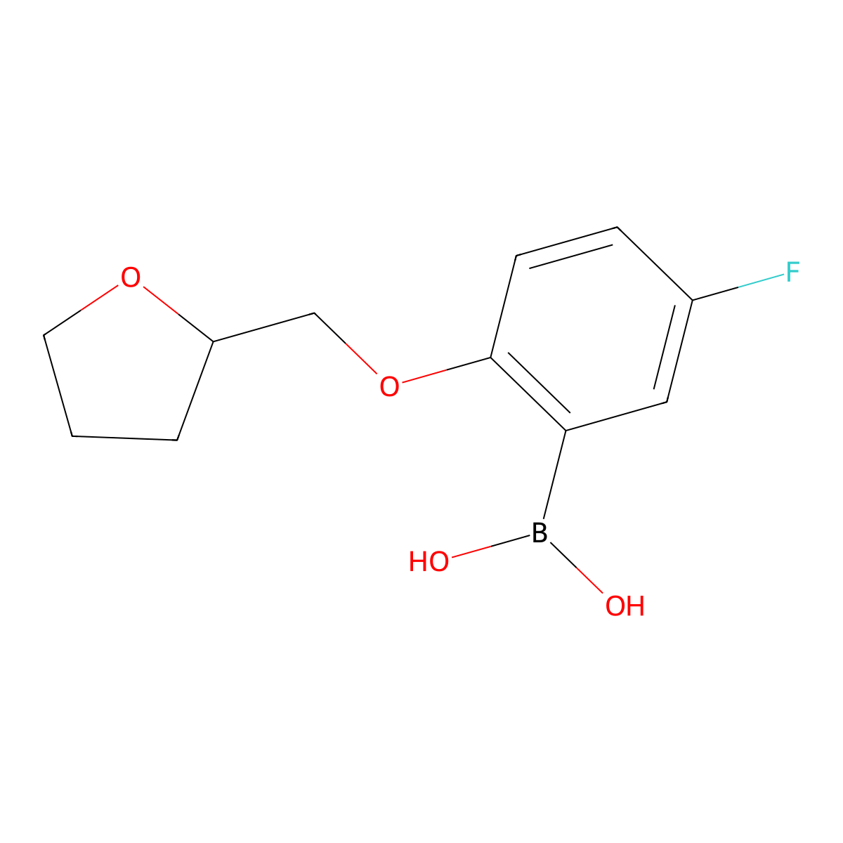 (5-Fluoro-2-((oxolan-2-yl)methoxy)phenyl)boronic acid molecular structure, CAS 1310939-56-0